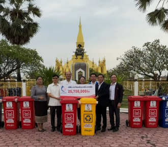 Lao Telecom Donates Trash Bins to Support Clean Tourism in Vientiane